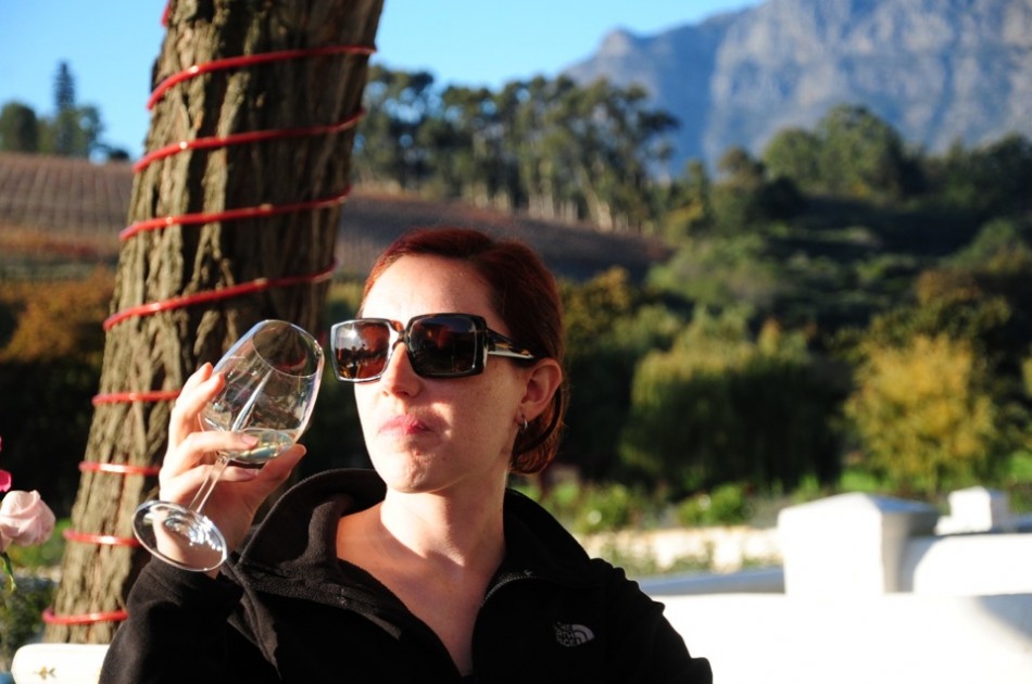 Beth Enjoys a Peter Falke Wine