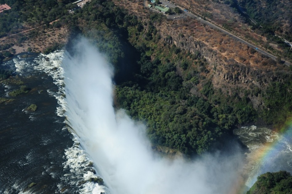 Victoria Falls - Helicopter View - Falls and Spray